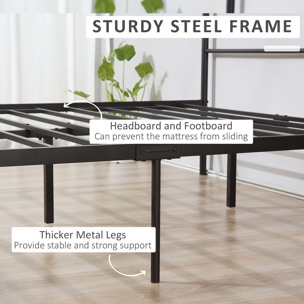Double Metal Bed Frame with Headboard, Footboard, and Underbed Storage for Practical Living