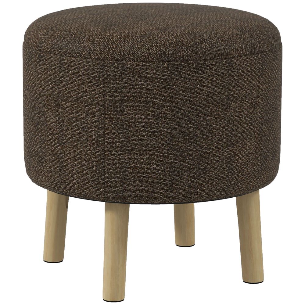 Round Storage Ottoman: Stool Chair with Cushioned Top & Hidden Space