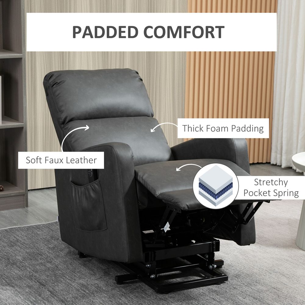 Grey Riser Recliner Chair with Remote Control, Perfect Lift Chair for Living Room Use