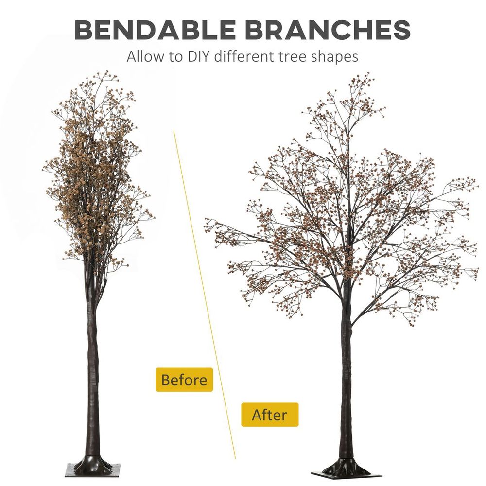 4FT Artificial Tree with Warm White LED Lights and Baby Breath Flowers for Festive Decor