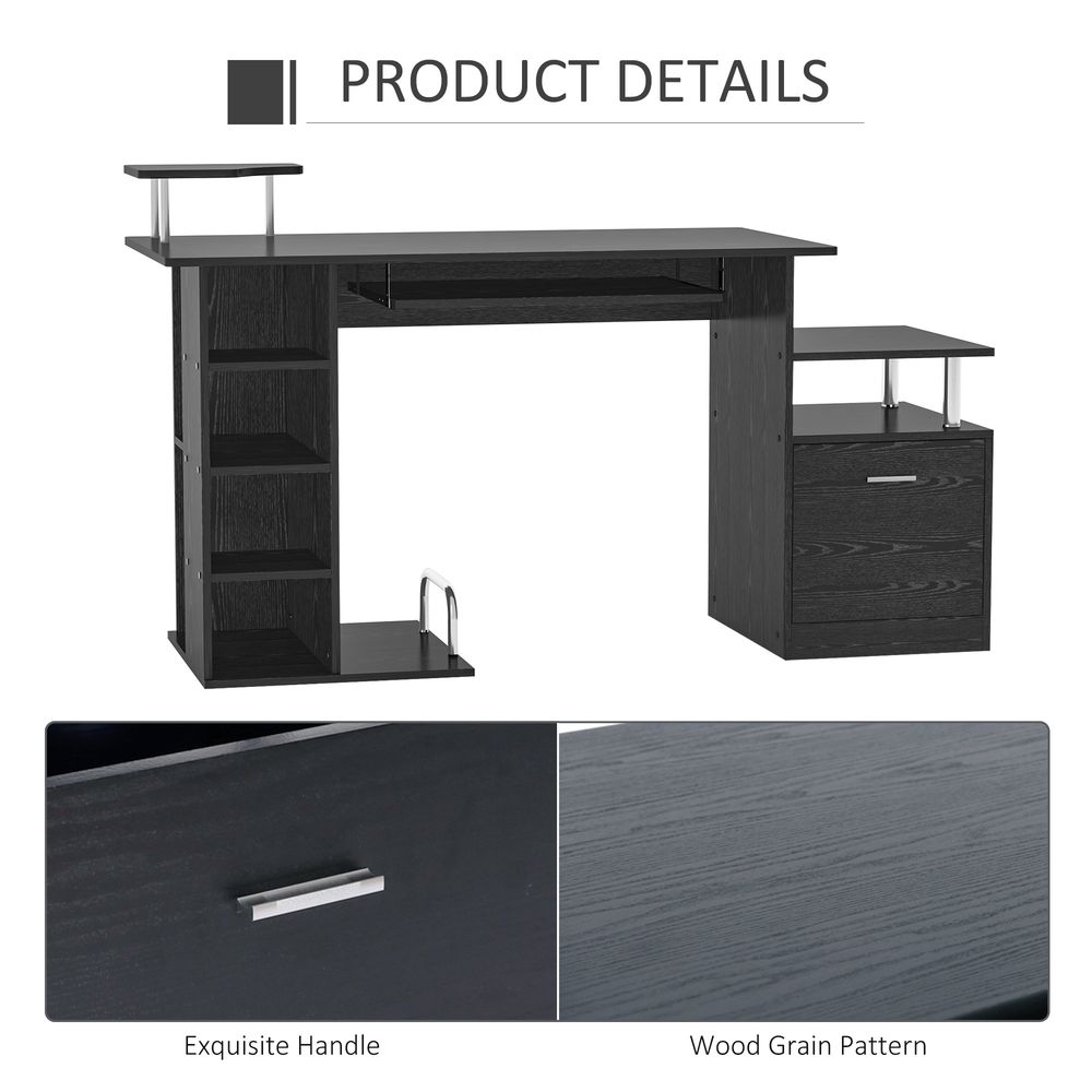 Wood Computer Desk with Drawer and Shelf for Laptop Workstation in Home Office