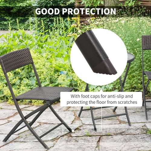 Chic 3-Piece Folding Wicker Rattan Bistro Set - Perfect for Patio Elegance!