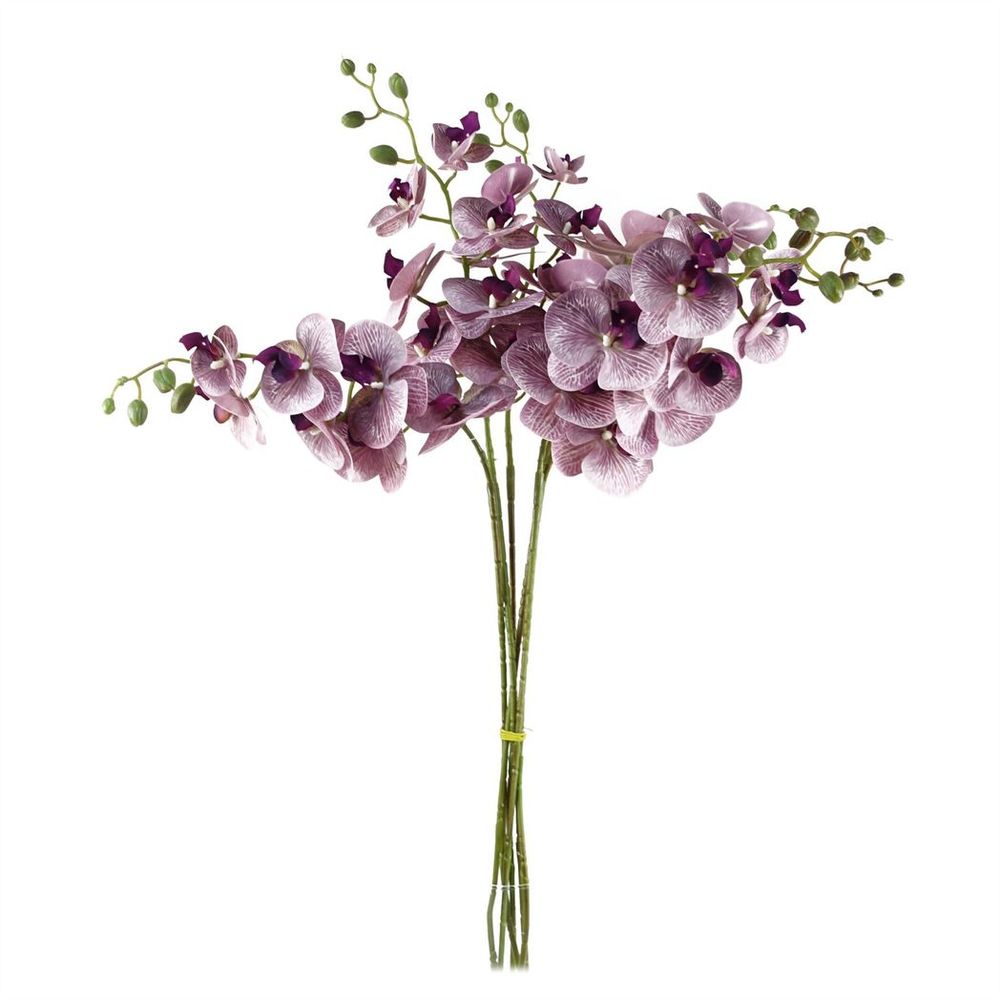 Pack of 6 x 100cm Artificial Purple Phalaenopsis Orchid Stems - 42 Flowers