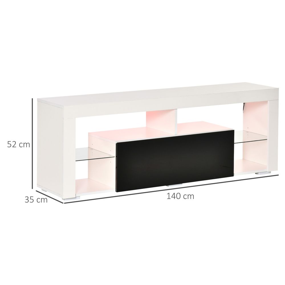 140cm TV Stand Cabinet – High Gloss Finish with LED RGB Light & Storage
