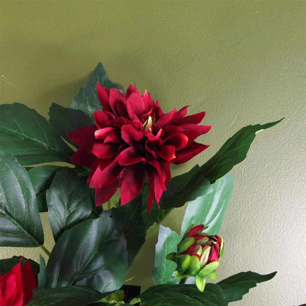 Red Artificial Dahlia Flowering Plant