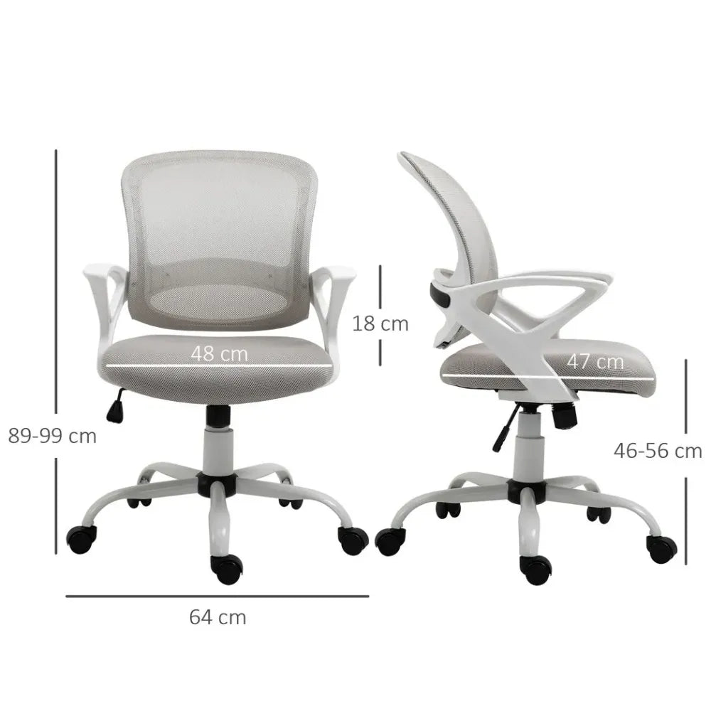 Grey Mesh Home Office Swivel Chair with Lumbar Support and Adjustable Armrests