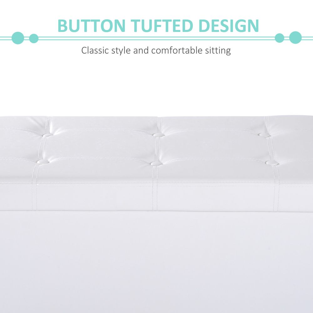 Cream White Folding Faux Leather Storage Cube Ottoman Bench Seat