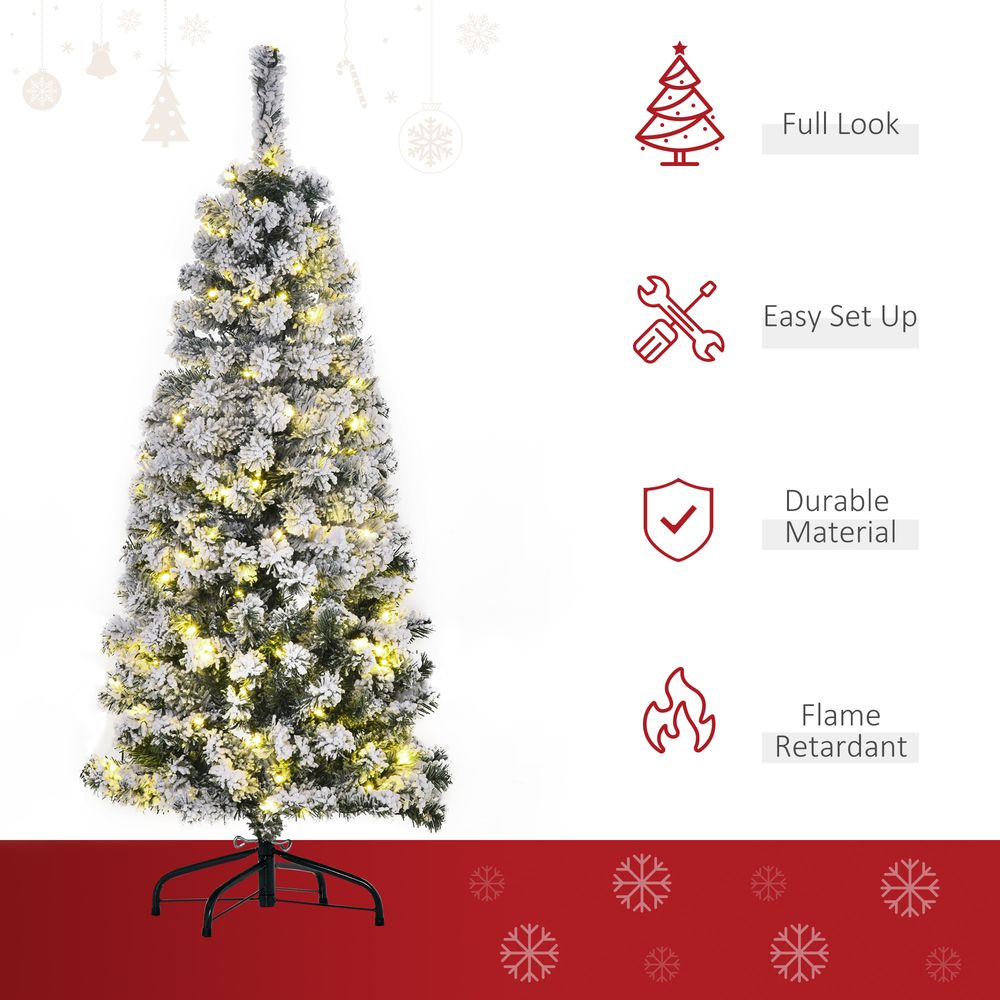 4ft Pre-Lit Snow Flocked Artificial Christmas Tree with Warm LED Lights
