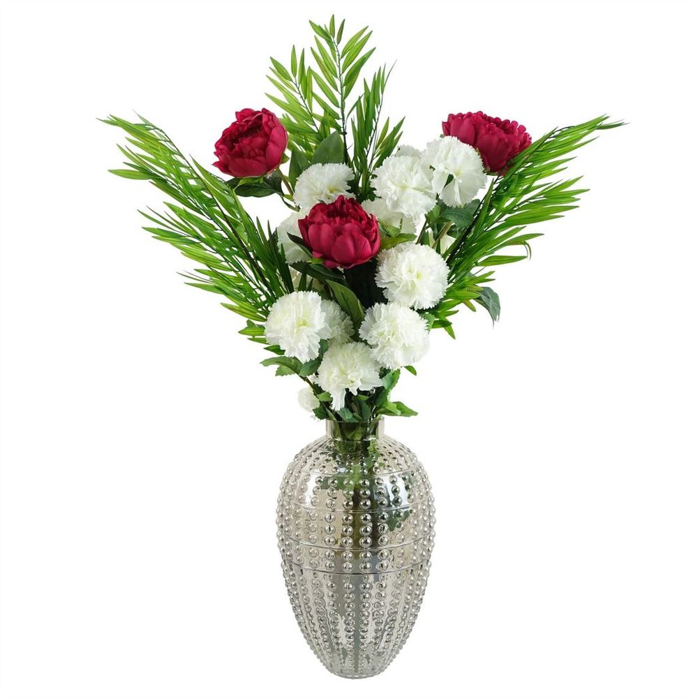 Pack of 6 x 70cm White Artificial Carnation Stems - 24 Flowers