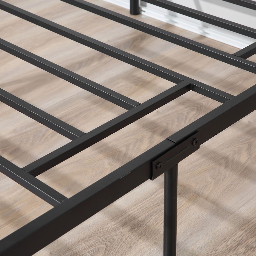 Single Metal Bed Frame with Headboard, Footboard, and Underbed Storage Solution