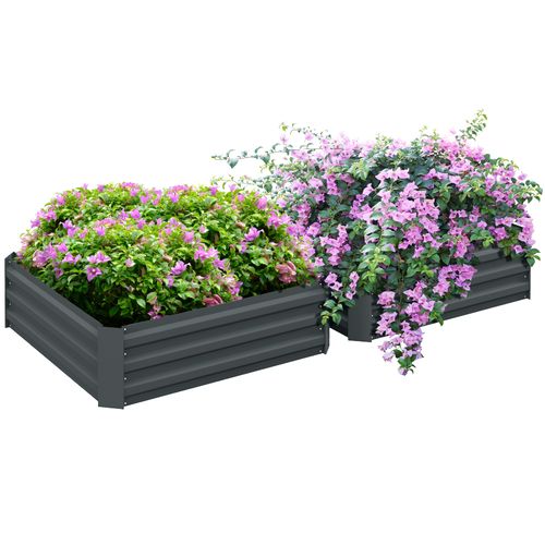 Galvanised Raised Garden Bed Set - 2 Easy-Setup Planter Boxes
