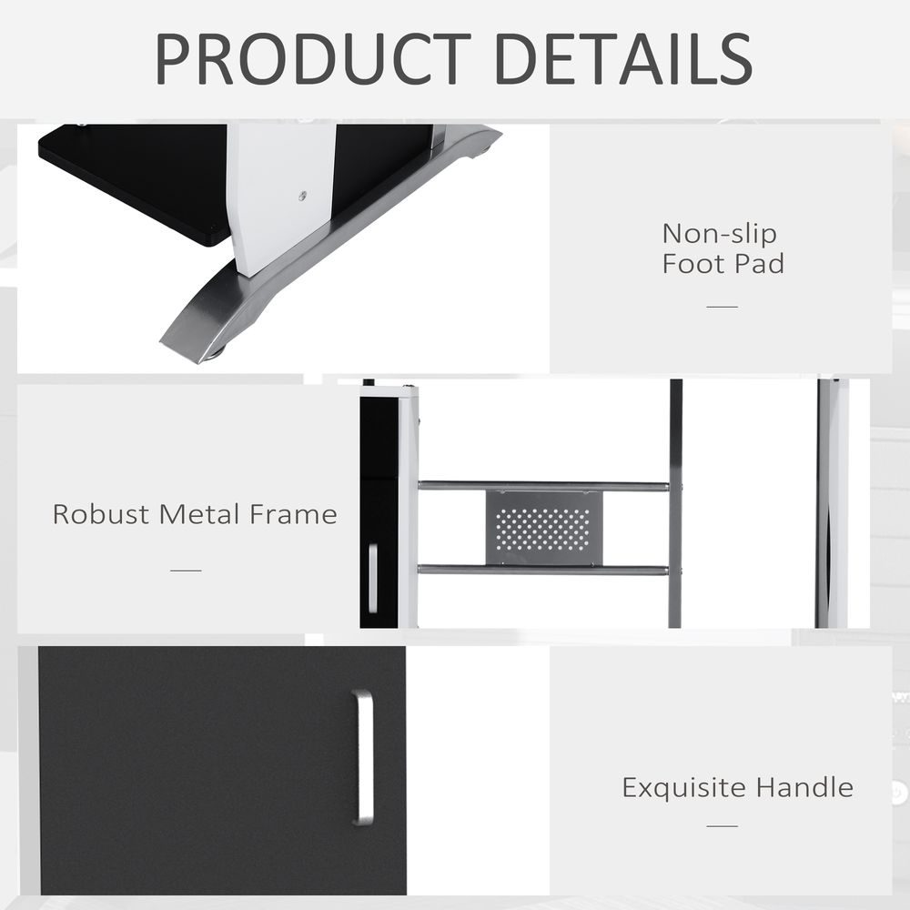 Black Wooden Computer Desk with Drawer for Writing and Workstation Needs