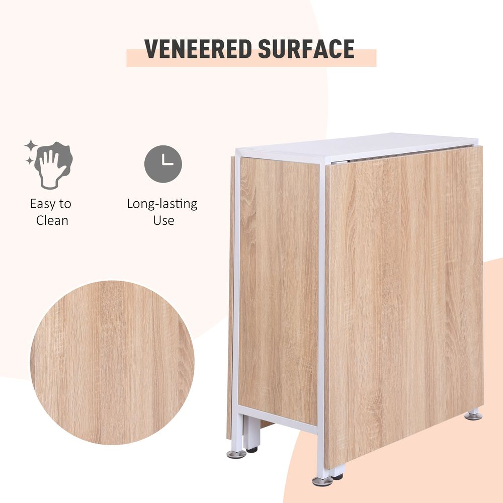 Oak and White Folding Computer Desk with Storage Shelves for Home Office Use