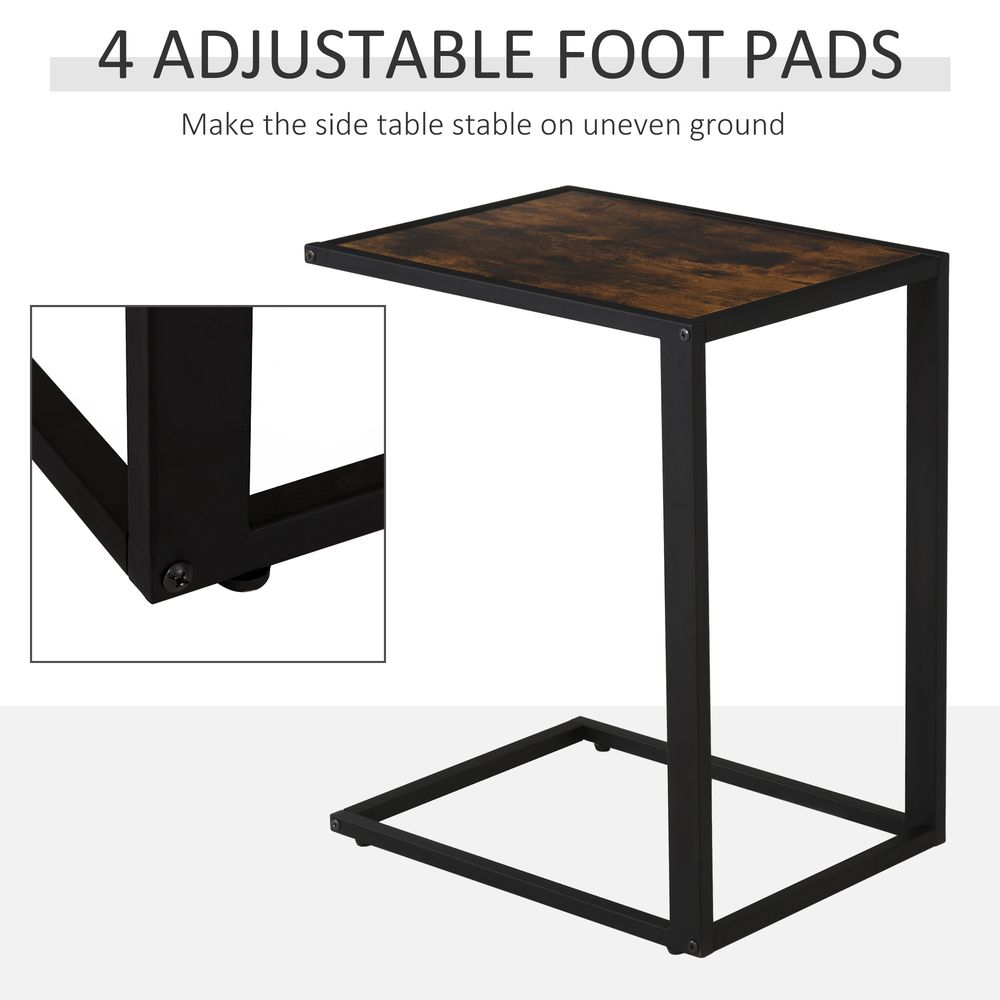 Brown Steel Frame C-Shaped Side Table, Modern and Functional