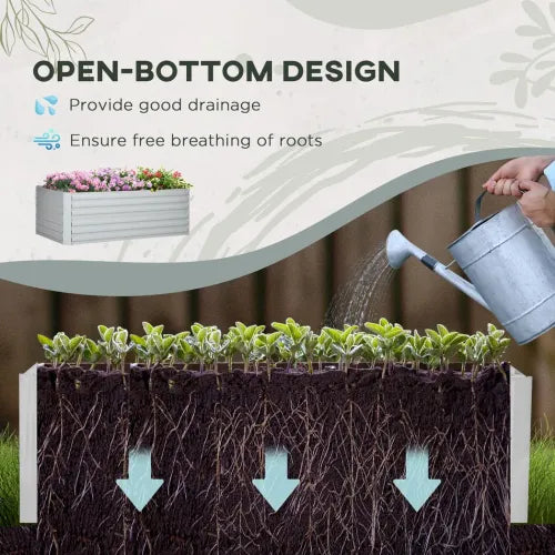 Sturdy Galvanised Steel Raised Garden Bed - 180x90cm Outdoor Planter