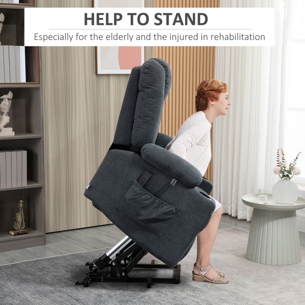 Grey Riser Recliner Chair with Remote, Ideal Lift Chair for Elderly Comfort and Support
