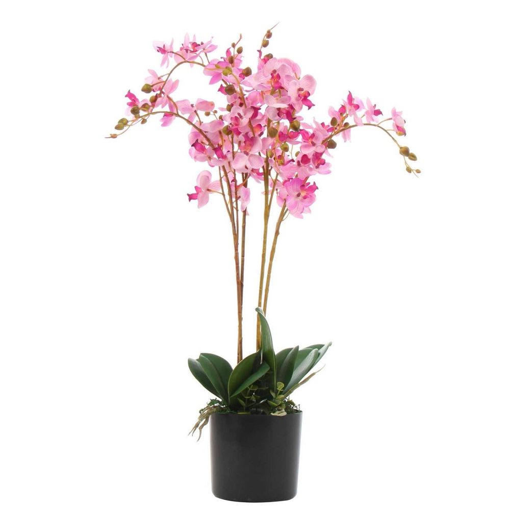 60cm Artificial Orchid with Three Stems in Pink, Realistic Luxury Plant for Home Decor