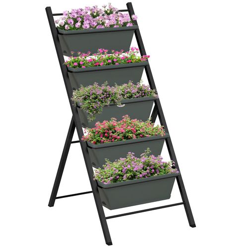 Vertical Raised Garden Bed: 5-Tray Design for Efficient Plant Growth