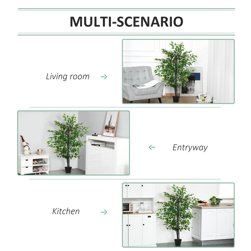 145cm Faux Decorative Artificial Banyan Plant in Cement Pot for Rustic Charm