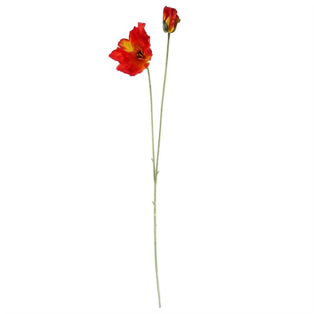 Pack of 6 x 100cm Artificial Poppy Stems - 2 Flowers