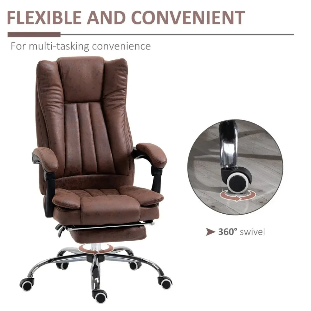 Brown Executive Office Chair with Swivel Function, Armrest, and Footrest for Maximum Comfort