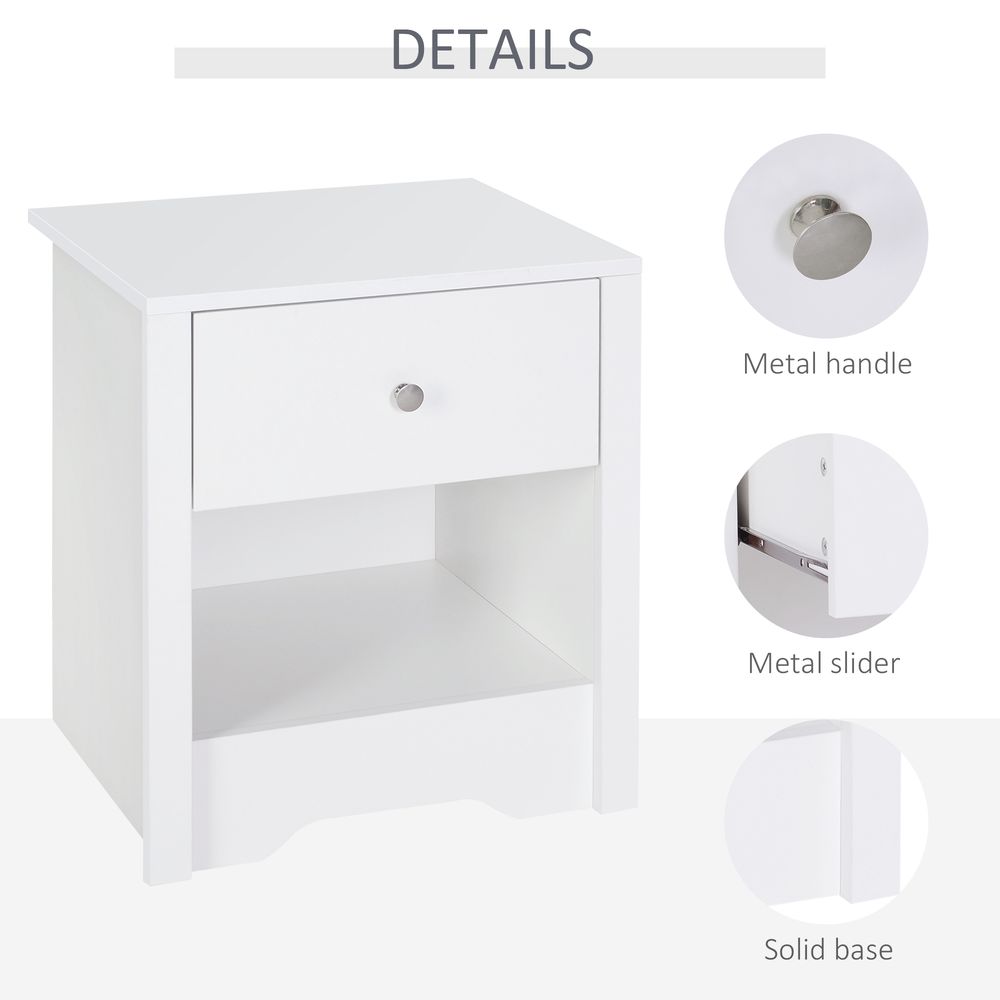 White Bedside Table with Dimensions 53Wx42.5Dx59H cm for Modern Bedrooms