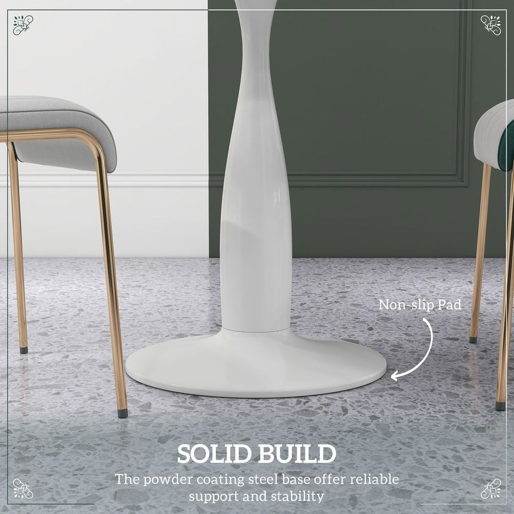 Round Dining Table with Steel Base for Living and Dining Rooms
