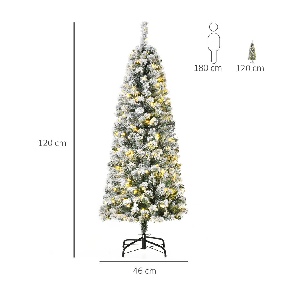 4ft Pre-Lit Snow Flocked Artificial Christmas Tree with Warm LED Lights