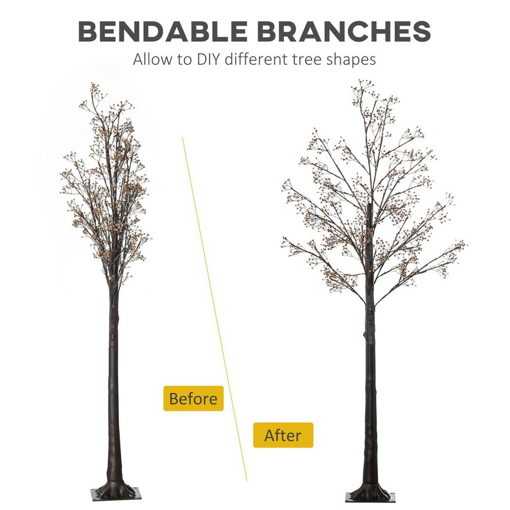 6FT Artificial Tree with Warm White LED Lights and Baby Breath Flowers for Holiday Celebrations