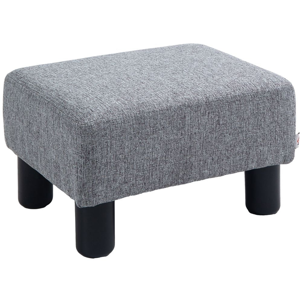 Stylish Brown Linen Fabric Footstool Ottoman Cube with 4 Plastic Legs for Modern Decor