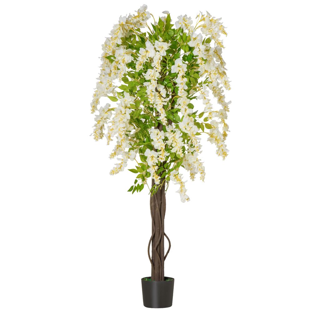 160cm Realistic Artificial White Wisteria Tree for Stunning Decorative Appeal