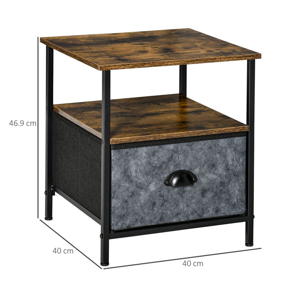 Vintage Side Table with Drawer, Nightstand and Coffee Table for Living Room