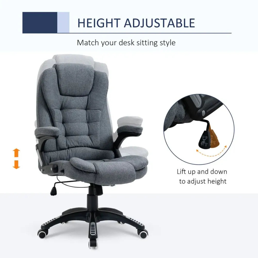 Dark Grey High Back Home Office Chair with Arms and Swivel Wheels for Comfort