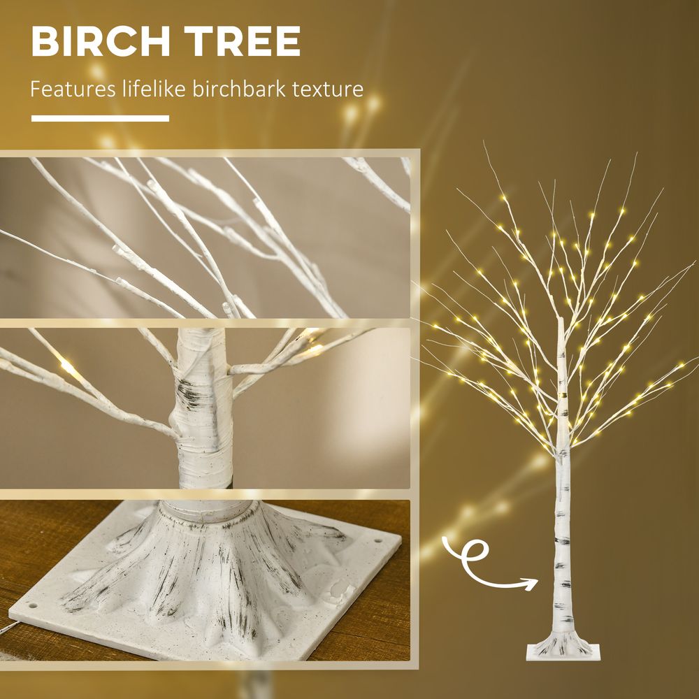 5ft Pre-Lit White Birch Tree with 96 Warm White LEDs