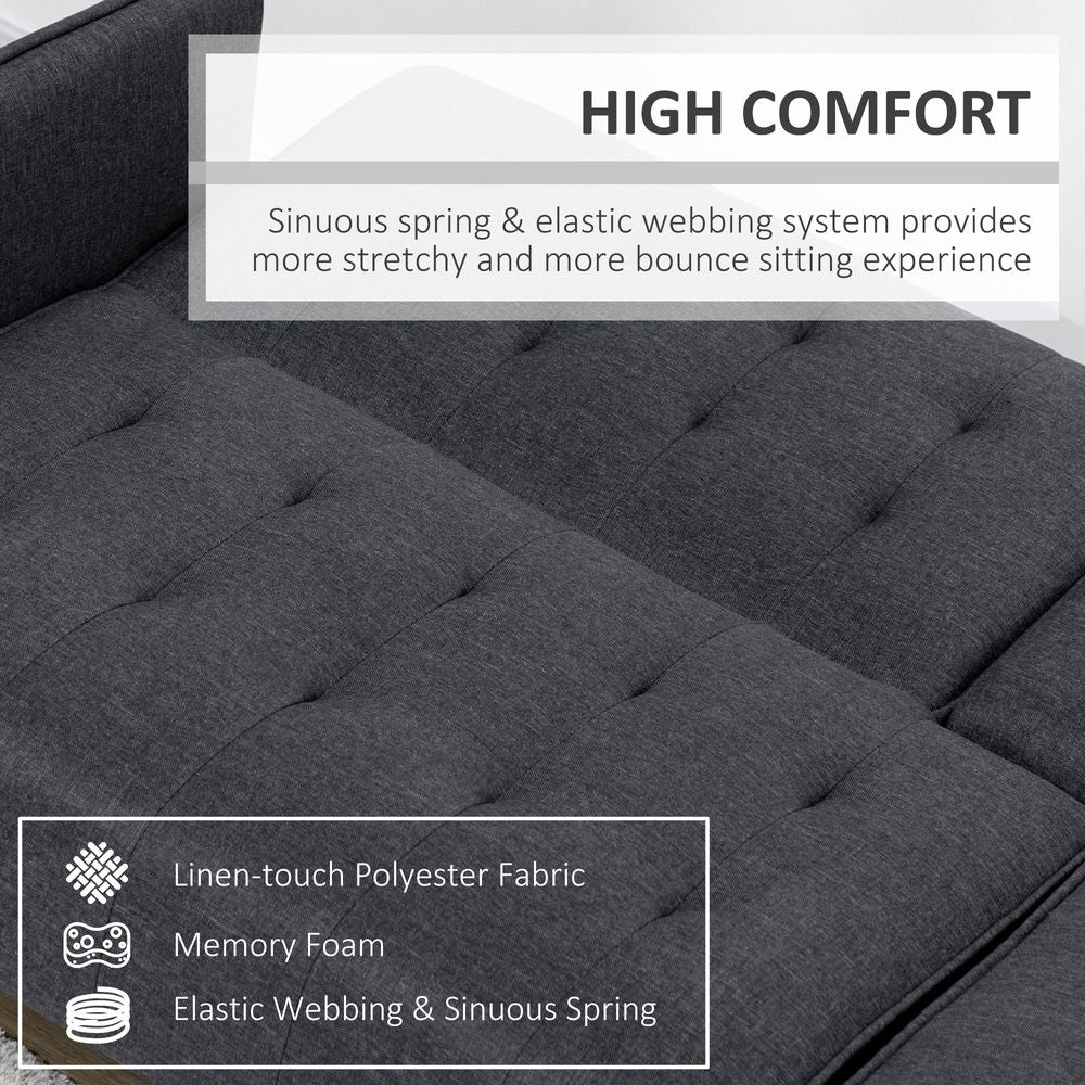 Grey 3-Seater Upholstered Sofa Bed with Recliner and Cupholders for Home Theatre