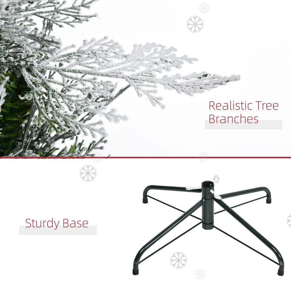 7FT Snow Flocked Artificial Christmas Tree with Pencil Shape for Holiday Elegance