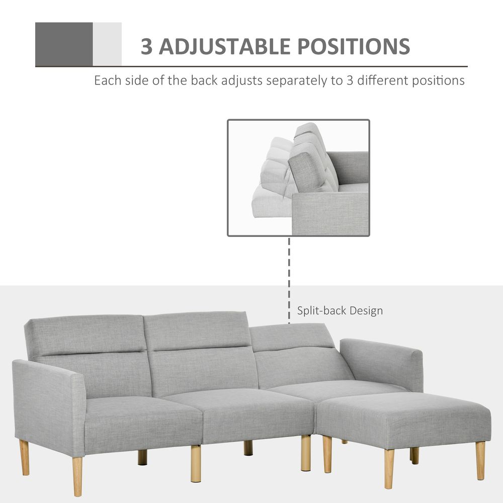Reversible Upholstered Sofa Bed with Sectional Sleeper and Matching Footstool