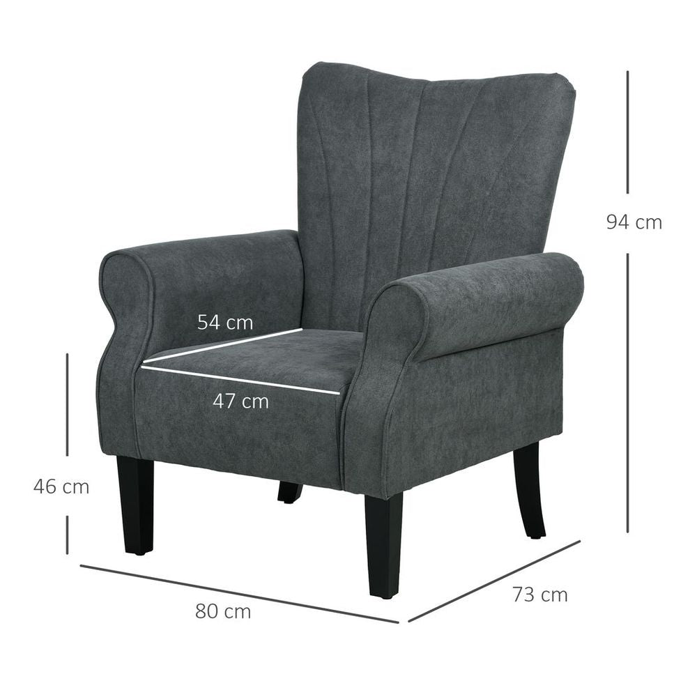 Upholstered Modern Accent Armchair with Wood Legs in Grey for Contemporary Interiors