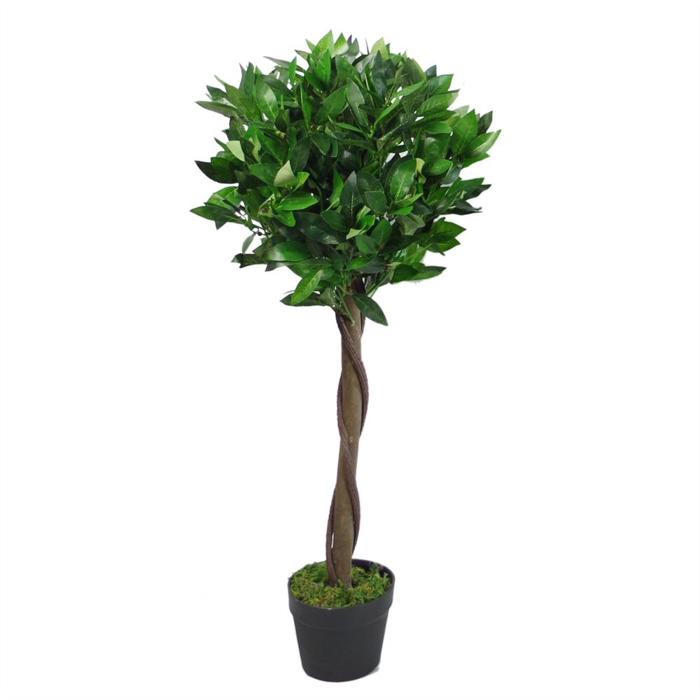 Twisted Stem 90cm Artificial Topiary Bay Laurel Ball Trees for Decorative Use
