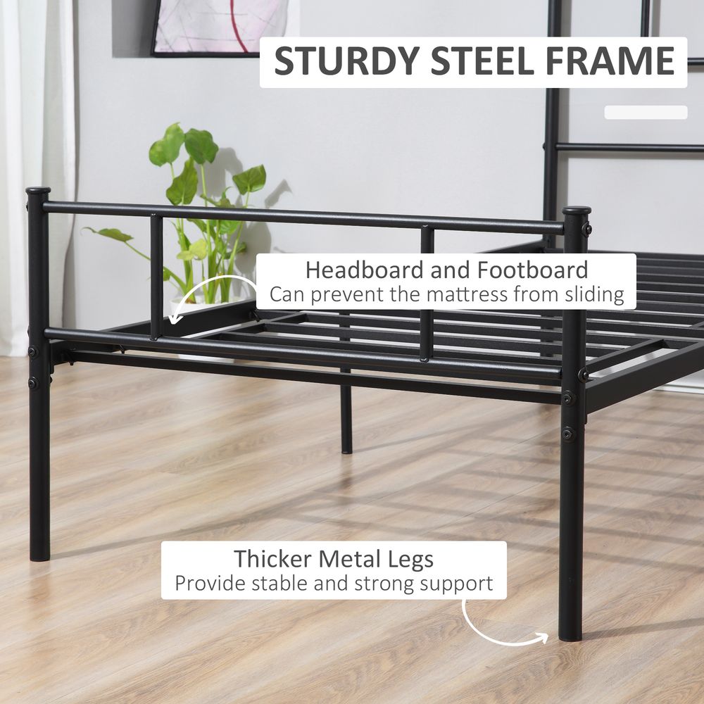 Single Metal Bed Frame with Headboard, Footboard, and Underbed Storage Solution
