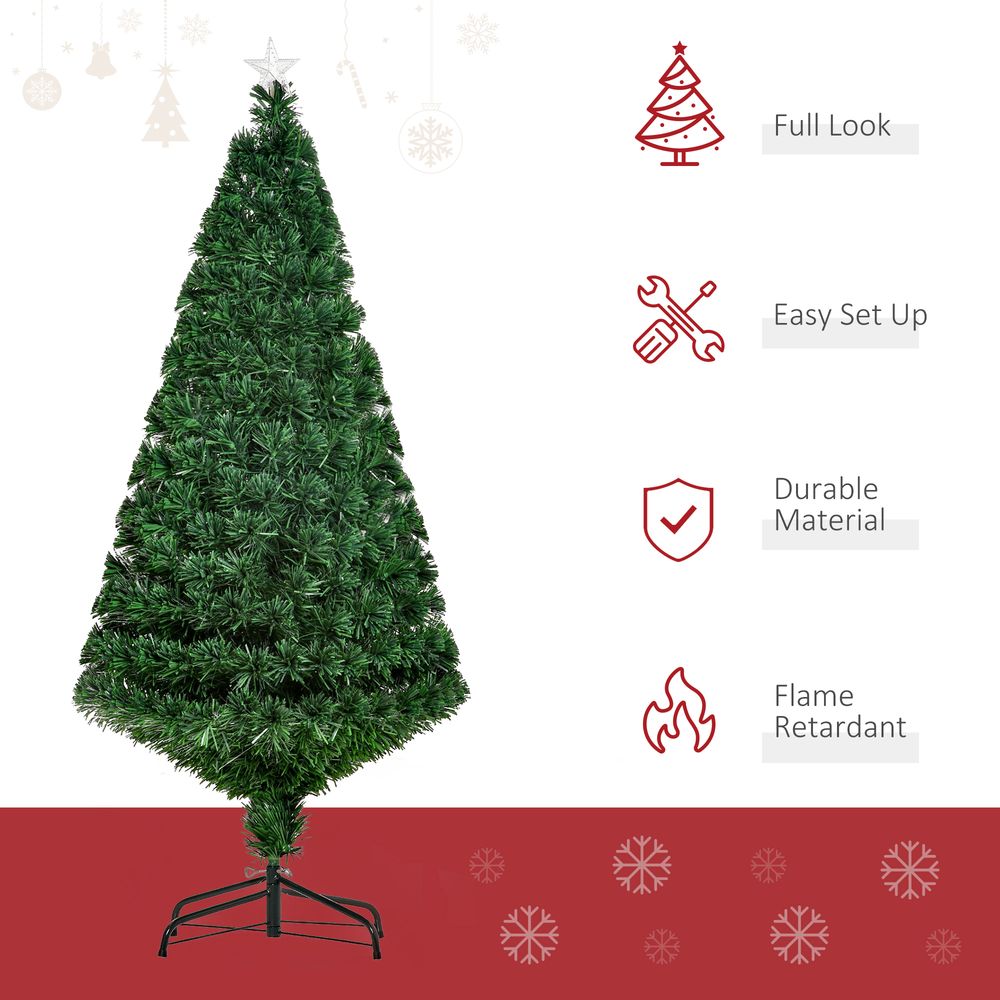 Pre-Lit 5ft Fibre Optic Artificial Christmas Tree with Multi-Colour Tree Topper
