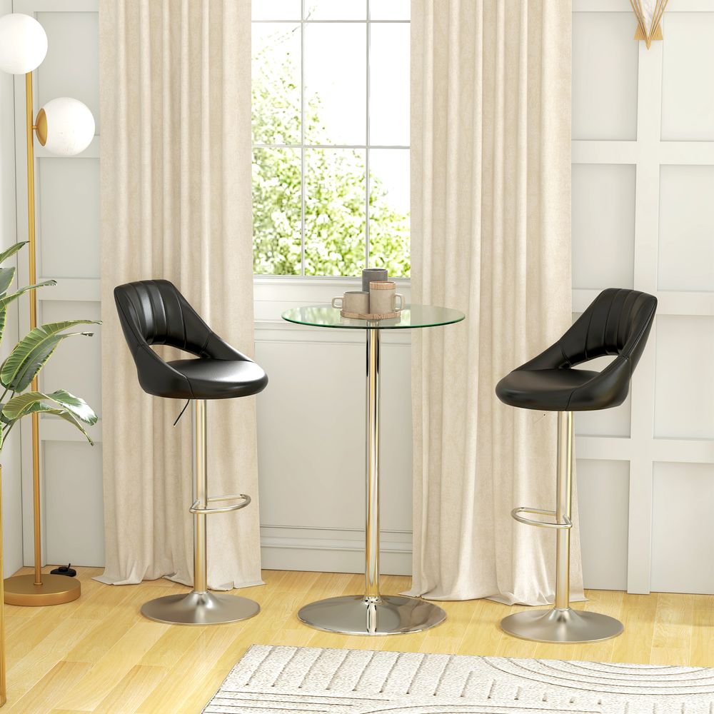 Round Bar Table for 2 with Tempered Glass Top, High Pub Table