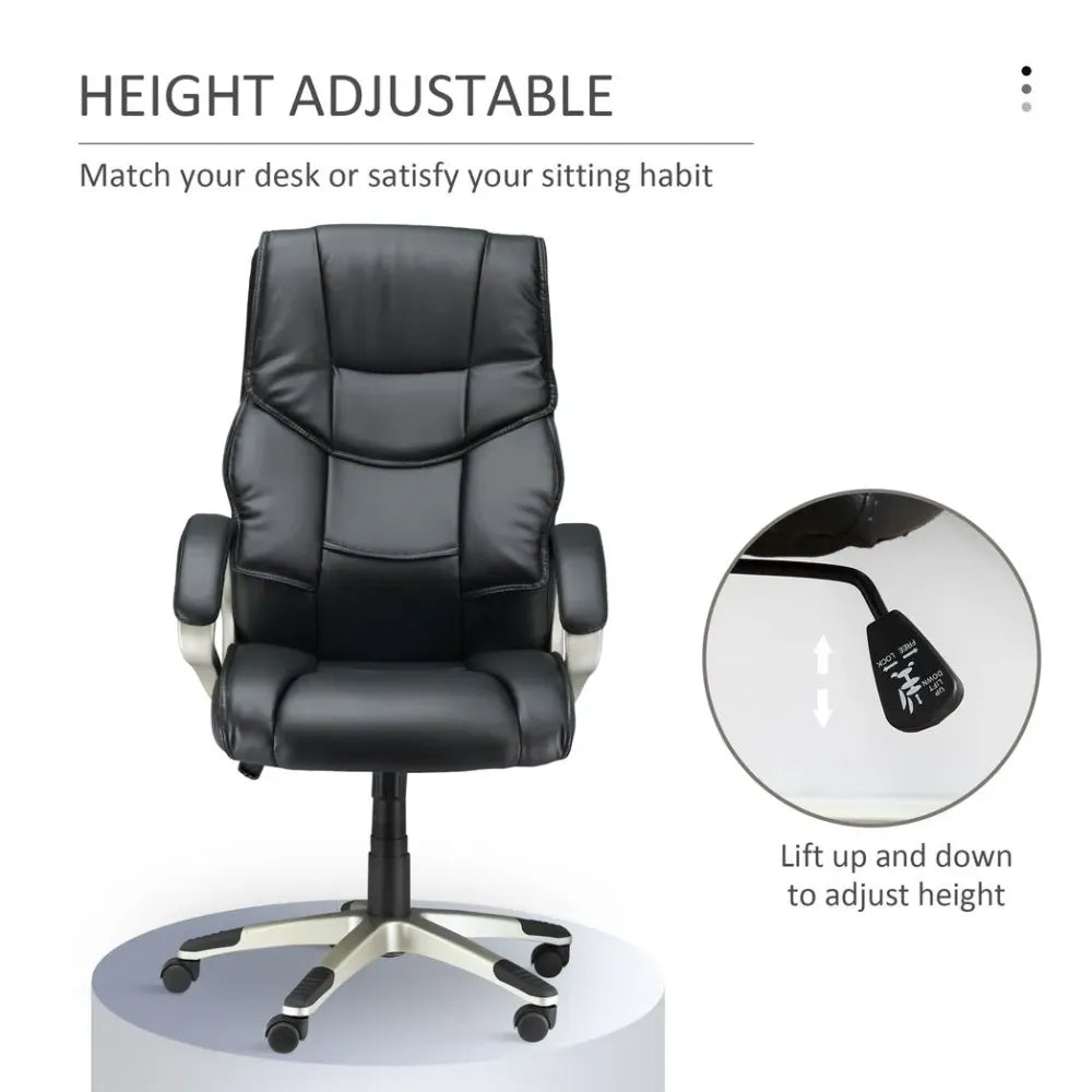 High Back PU Leather Executive Office Desk Chair with Swivel Function for Ultimate Comfort