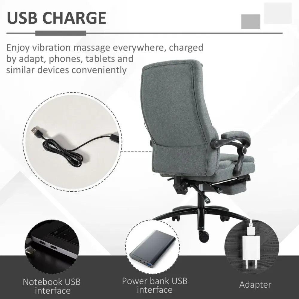 360° Swivel Massage Office Chair with USB-Powered Vibration Pillow for Relaxation