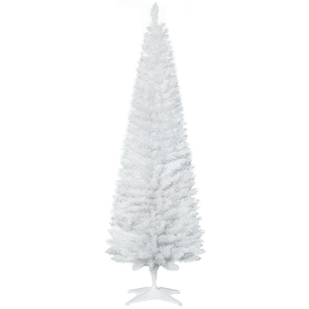 1.8m (6ft) Slim White Artificial Pine Pencil Christmas Tree - 390 Branch Tips
