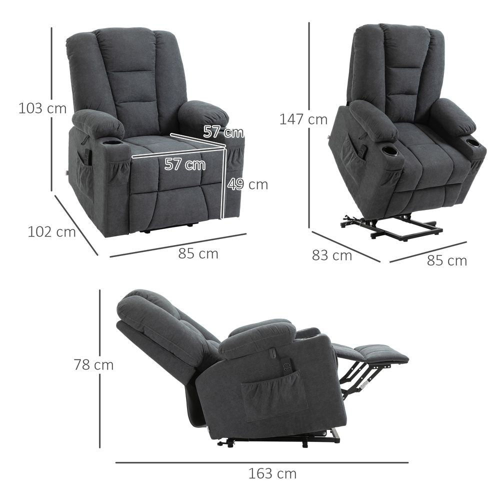 Grey Riser Recliner Chair with Remote, Ideal Lift Chair for Elderly Comfort and Support