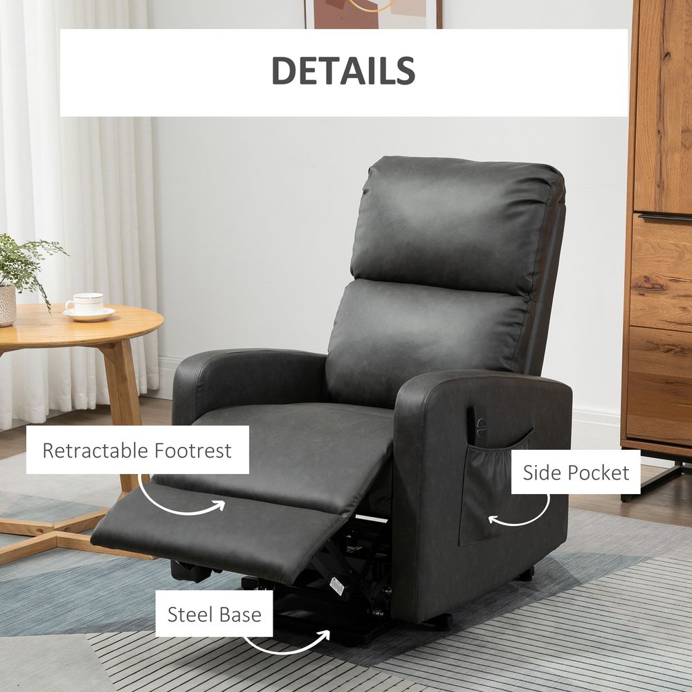 Grey Riser Recliner Chair with Remote Control, Perfect Lift Chair for Living Room Use