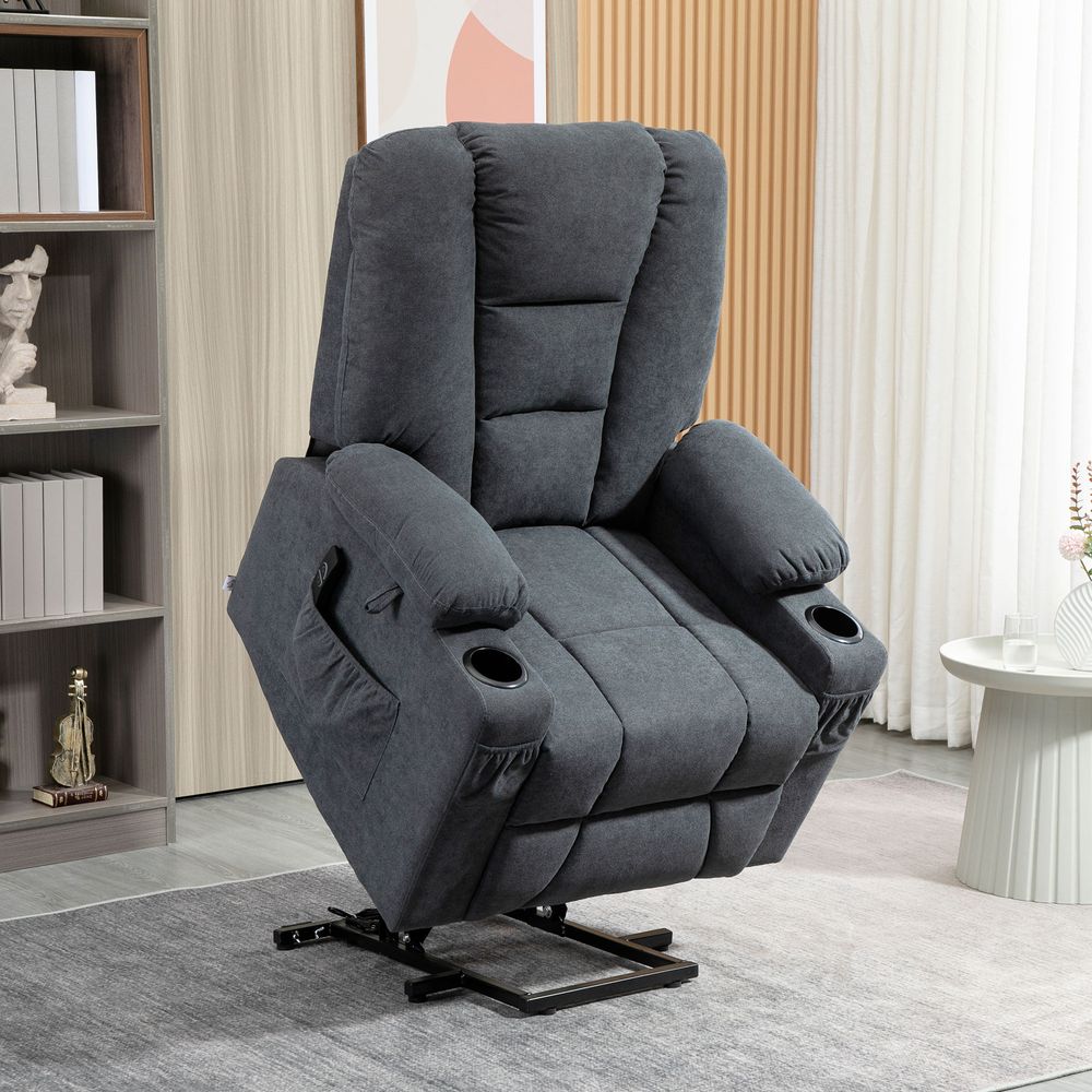 Grey Riser Recliner Chair with Remote, Ideal Lift Chair for Elderly Comfort and Support