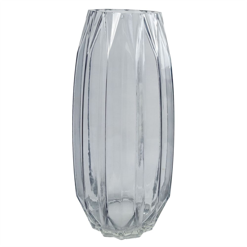 85cm Geometric Glass Vase with Pink Peony & Berry Artificial Flowers