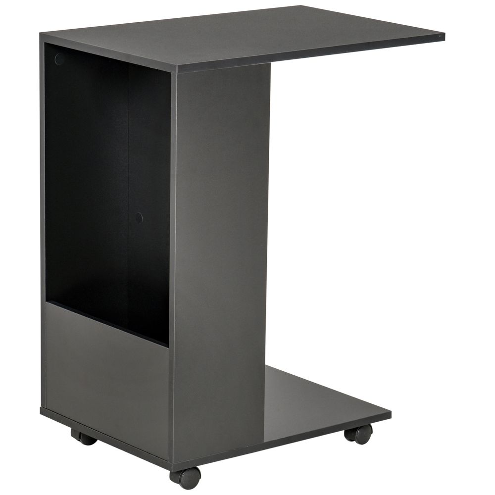 Mobile Sofa Side Table with Storage and Casters, Ideal for Laptop and Coffee